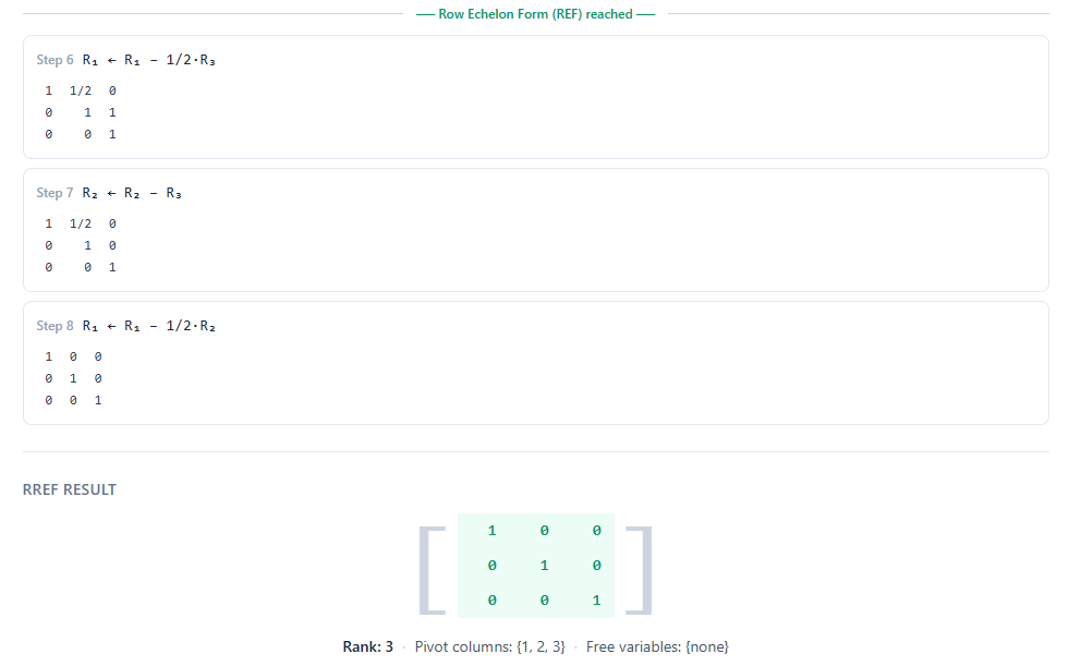 row echelon form versus reduced row echelon form steps